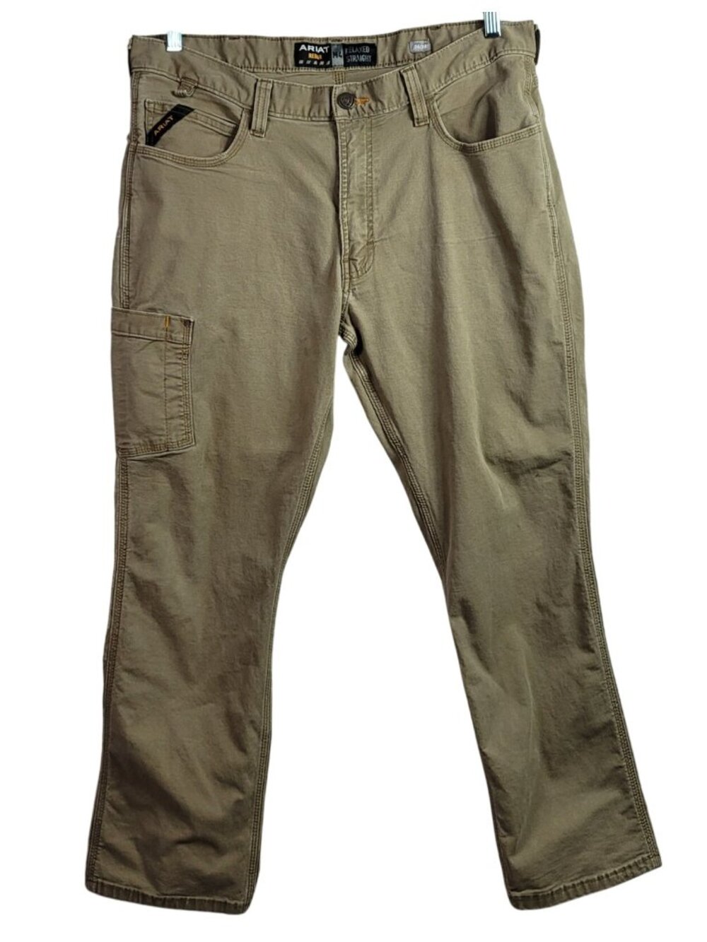 Ariat Mens Rebar M4 Relaxed Straight Pants Brown 36x30 Zip Pocket Workwear Cargo